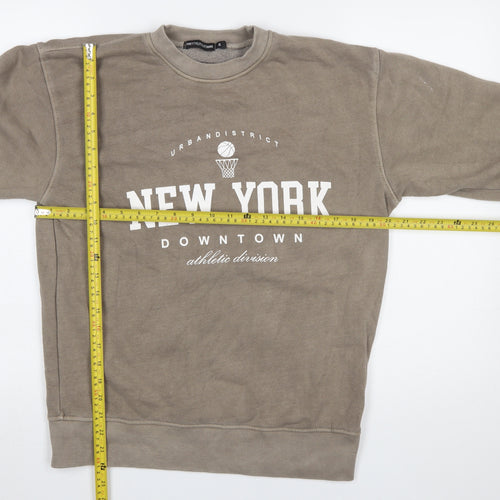 PrettyLittleThing Women Beige New York Downtown Sweatshirt Size S