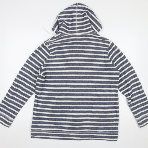 Yessica C&A Women Blue White Striped Full Zip Hoodie XL