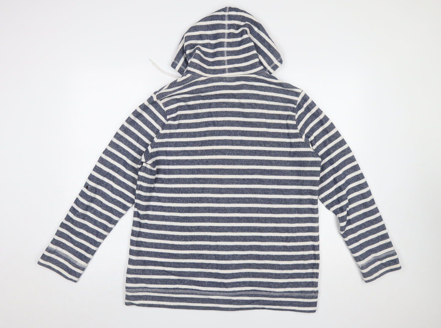 Yessica C&A Women Blue White Striped Full Zip Hoodie XL