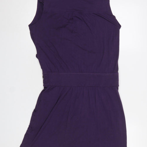 Rosa Faia Womens Purple S 10 Wrap Mini Dress Beaded Waist Viscose Blend