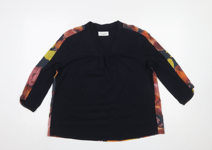 Thought Womens Multicoloured Tunic Blouse Size 12 V-Neck 3/4 Sleeve