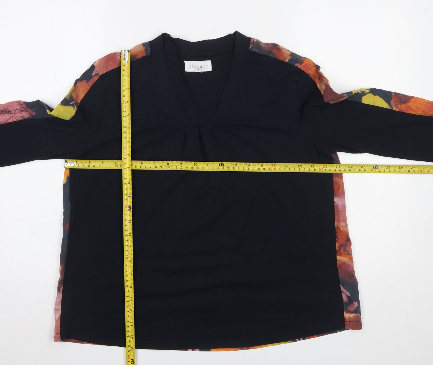 Thought Womens Multicoloured Tunic Blouse Size 12 V-Neck 3/4 Sleeve
