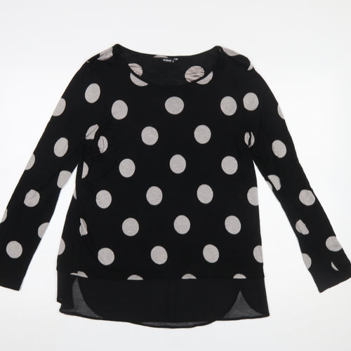 Roman Women’s Black Polka Dot Long Sleeve Tunic Blouse Size 12