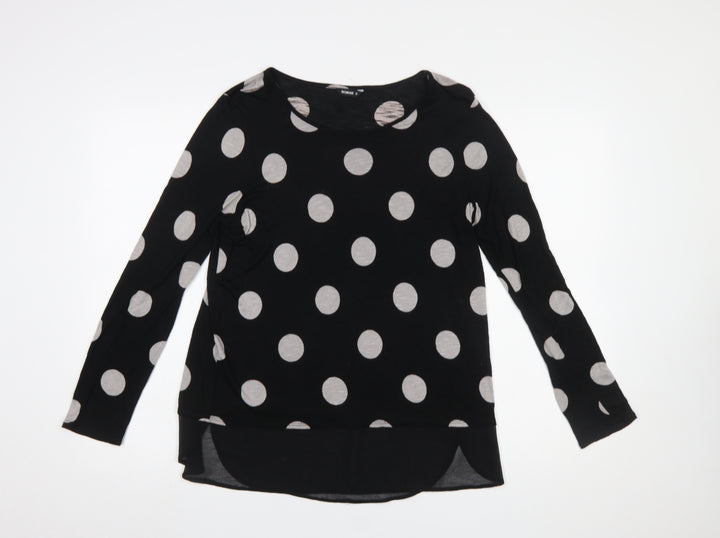 Roman Women’s Black Polka Dot Long Sleeve Tunic Blouse Size 12