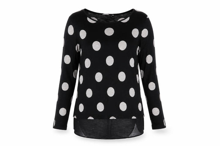 Roman Women’s Black Polka Dot Long Sleeve Tunic Blouse Size 12
