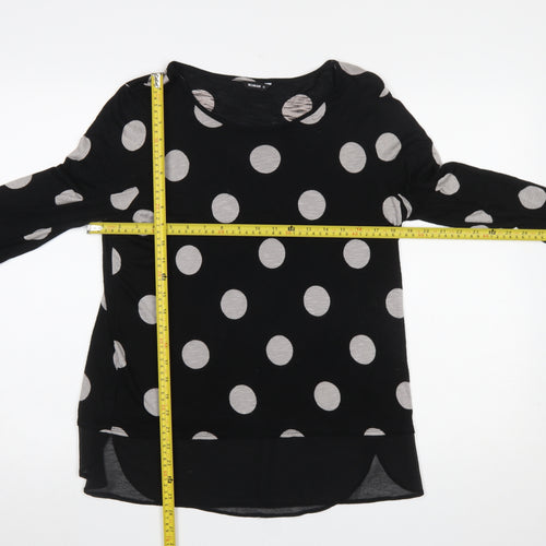 Roman Women’s Black Polka Dot Long Sleeve Tunic Blouse Size 12