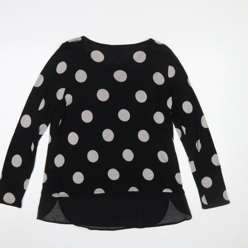 Roman Women’s Black Polka Dot Long Sleeve Tunic Blouse Size 12