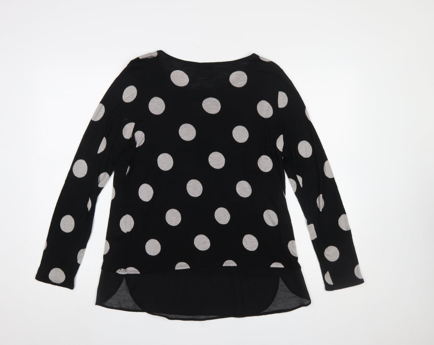 Roman Women’s Black Polka Dot Long Sleeve Tunic Blouse Size 12