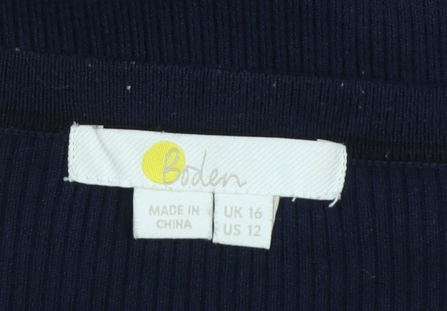 Boden Women Blue Long Sleeve V-Neck Button-Up Cardigan Size 16