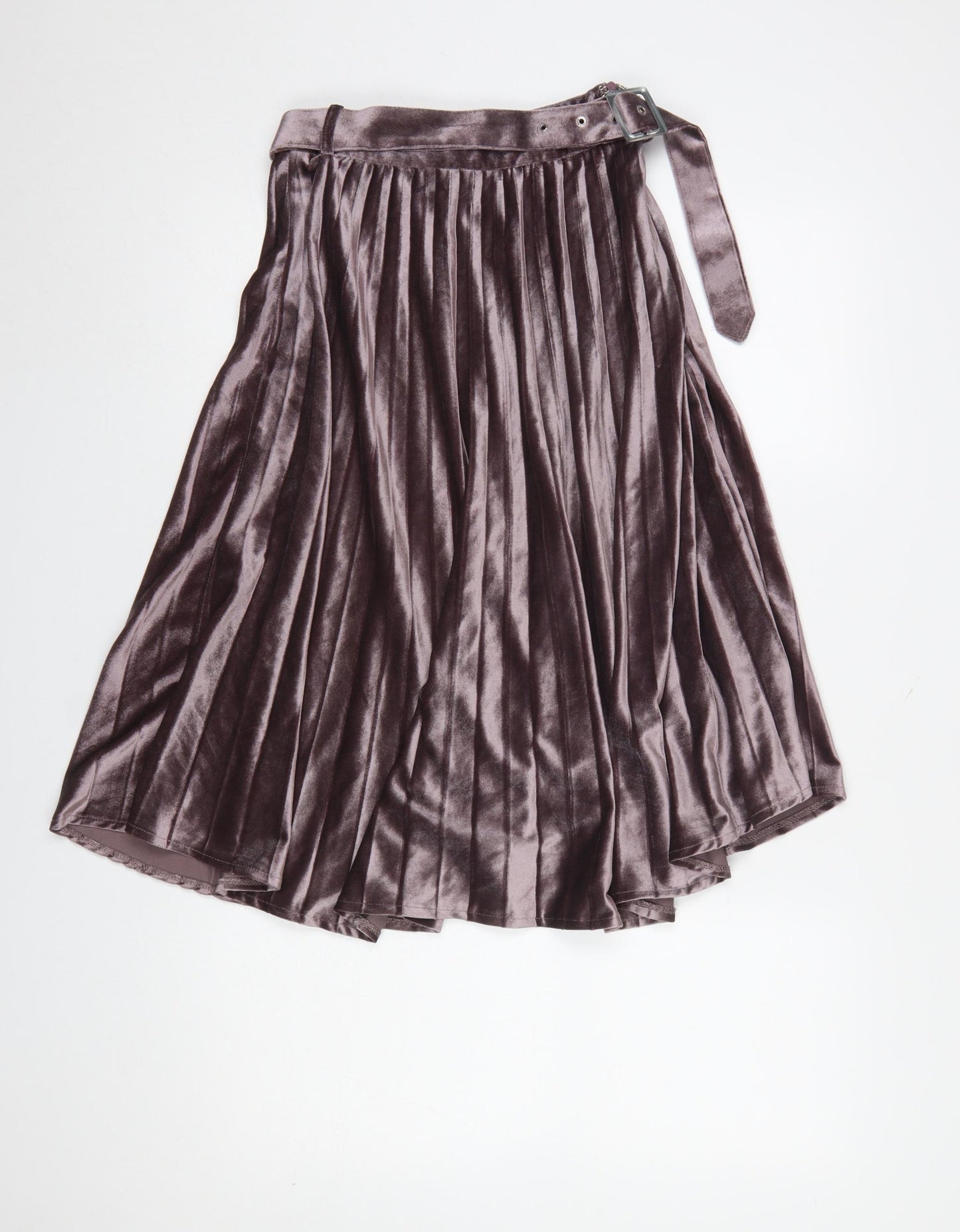 Missguided Petite Purple Velvet Pleated Midi Skirt Size 6