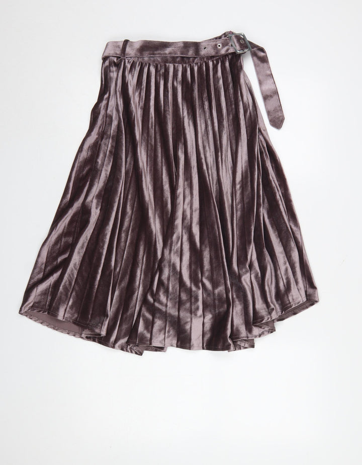 Missguided Petite Purple Velvet Pleated Midi Skirt Size 6