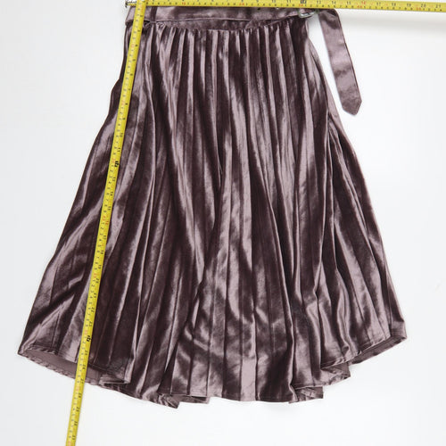 Missguided Petite Purple Velvet Pleated Midi Skirt Size 6