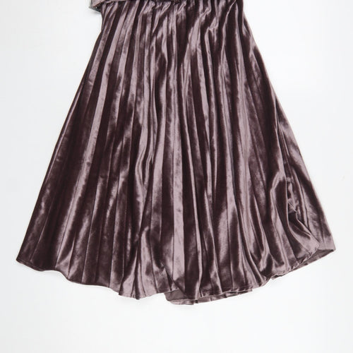 Missguided Petite Purple Velvet Pleated Midi Skirt Size 6