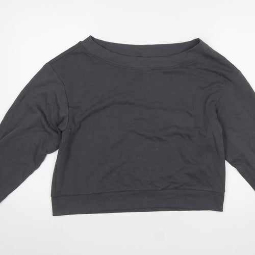 H&M Divided Women Grey Cotton Blend Pullover Sweatshirt Size S
