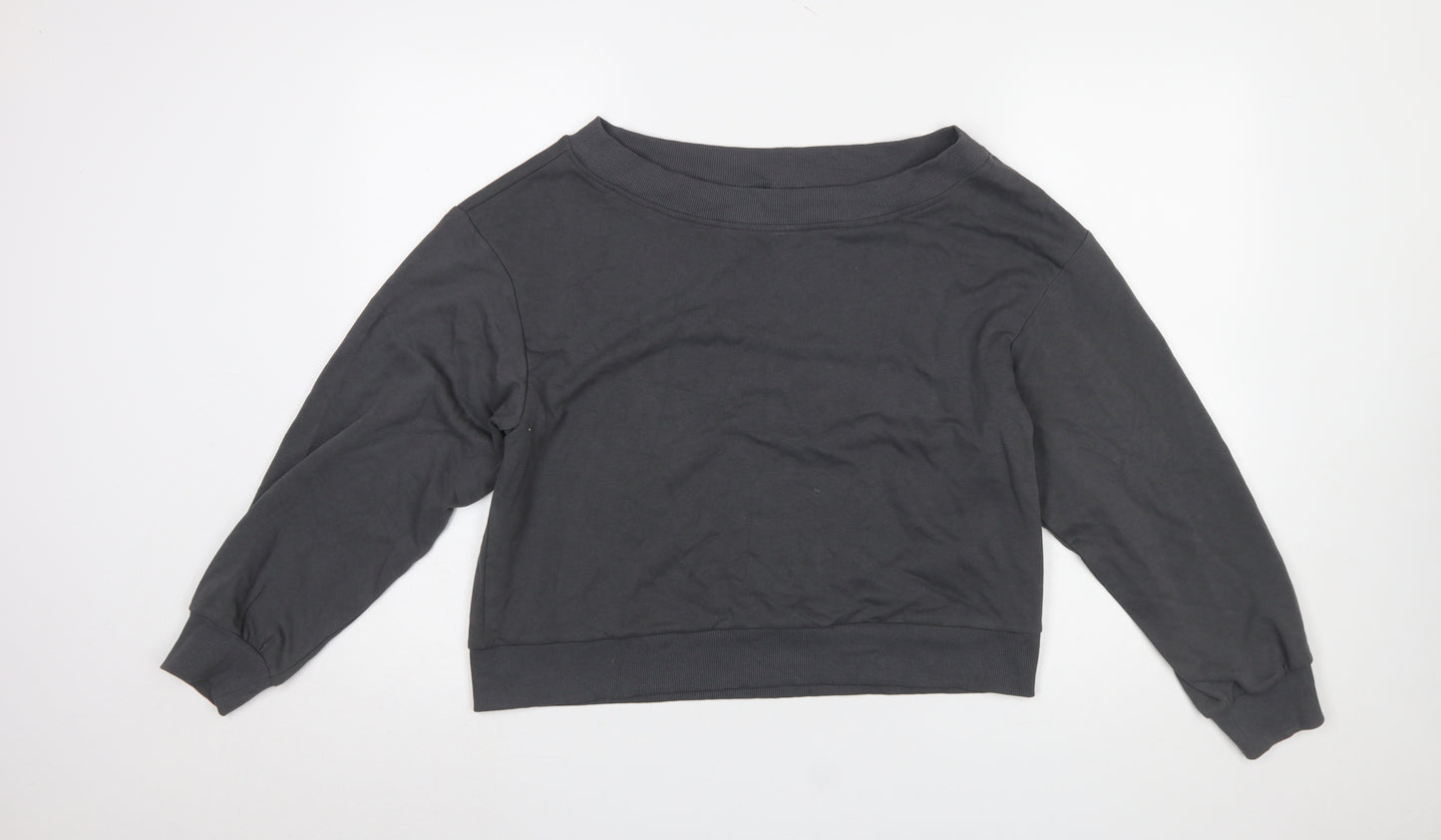 H&M Divided Women Grey Cotton Blend Pullover Sweatshirt Size S