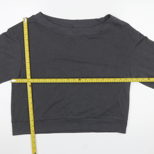 H&M Divided Women Grey Cotton Blend Pullover Sweatshirt Size S