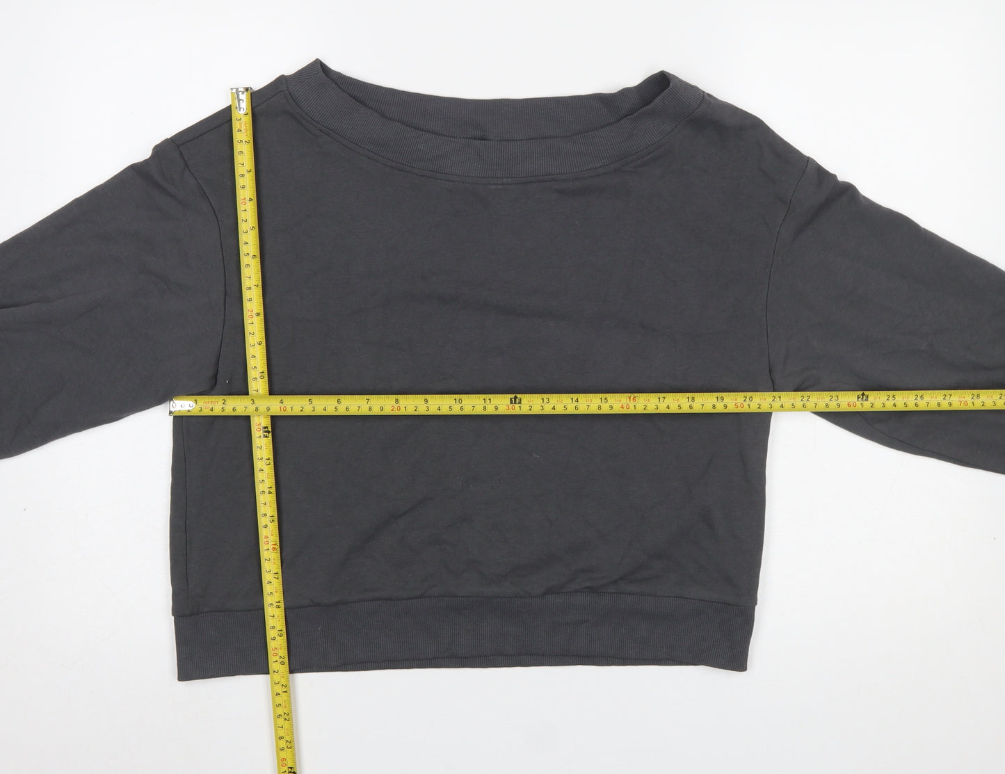 H&M Divided Women Grey Cotton Blend Pullover Sweatshirt Size S