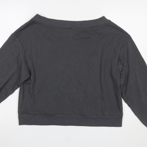 H&M Divided Women Grey Cotton Blend Pullover Sweatshirt Size S