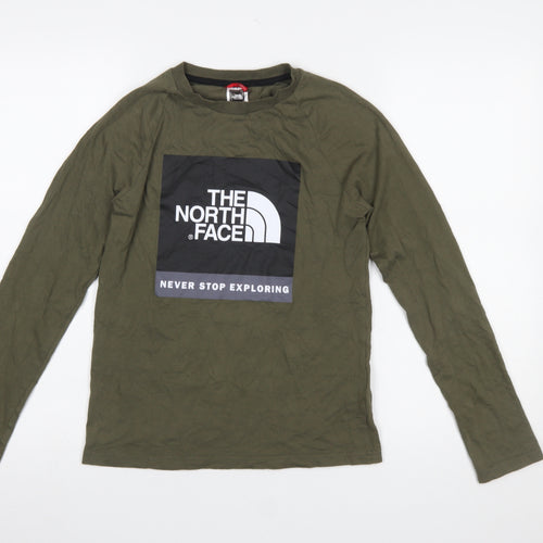 The North Face Boys Green Long Sleeve Graphic Pullover T-Shirt L