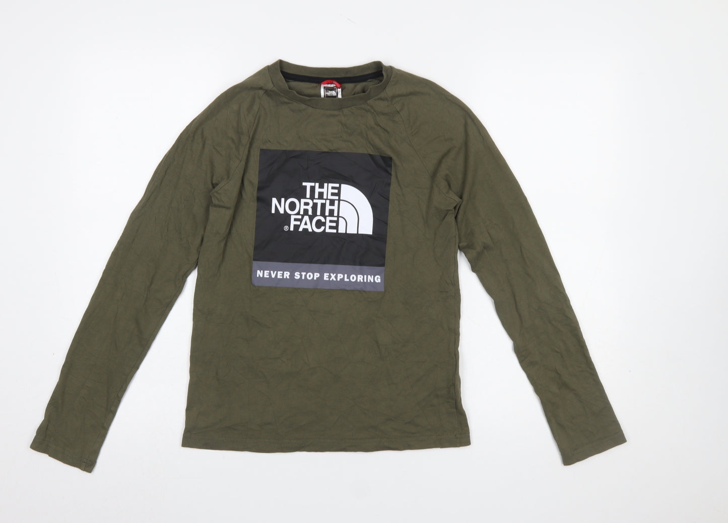 The North Face Boys Green Long Sleeve Graphic Pullover T-Shirt L