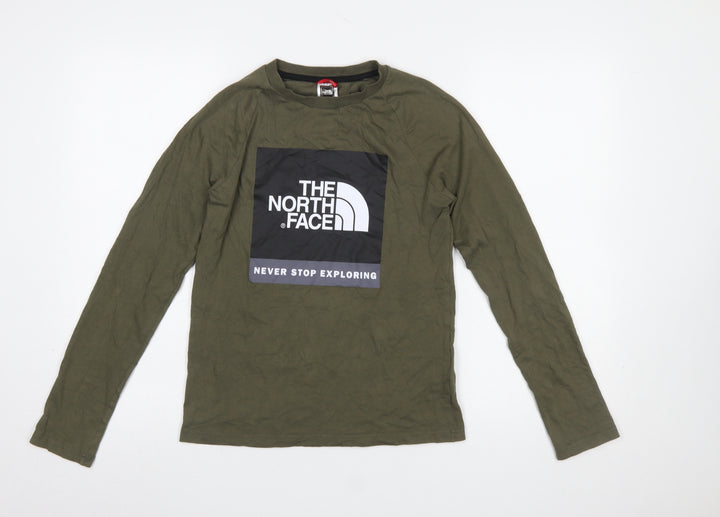 The North Face Boys Green Long Sleeve Graphic Pullover T-Shirt L