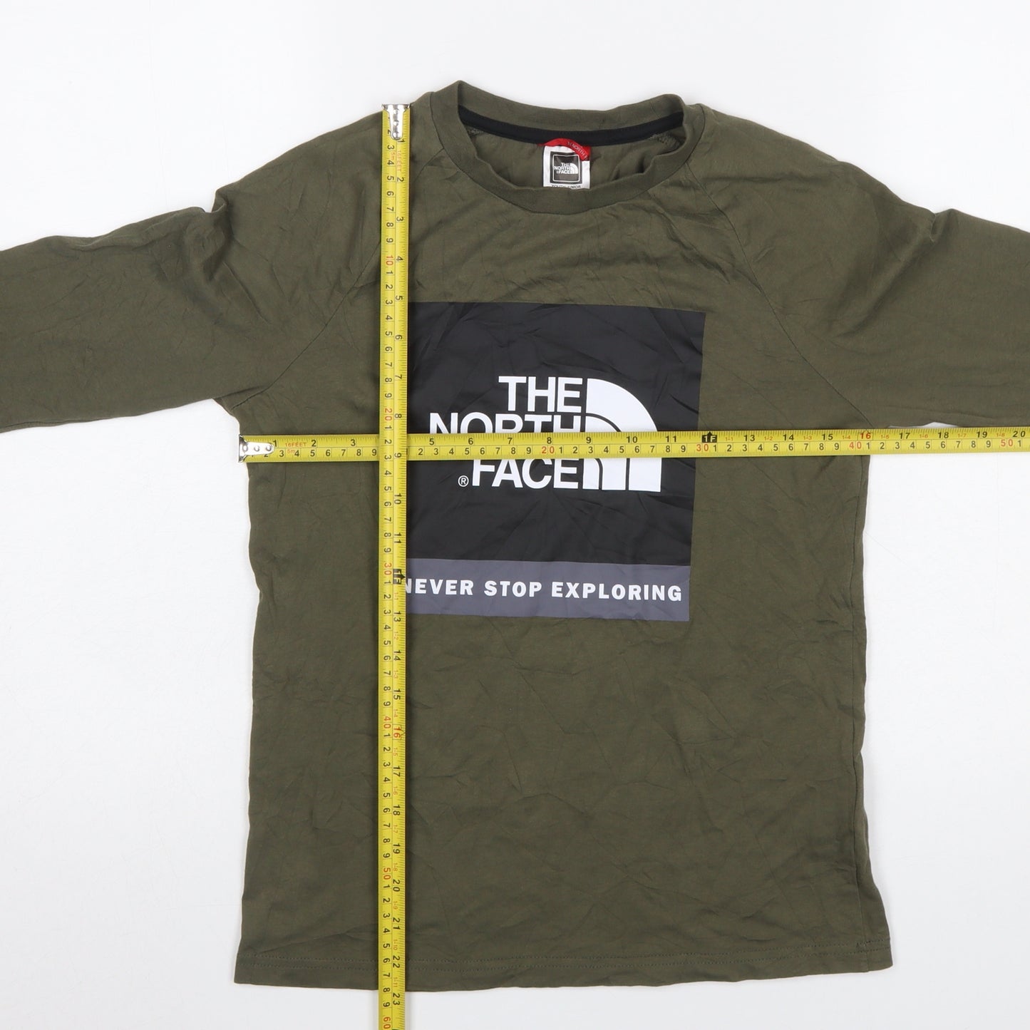 The North Face Boys Green Long Sleeve Graphic Pullover T-Shirt L