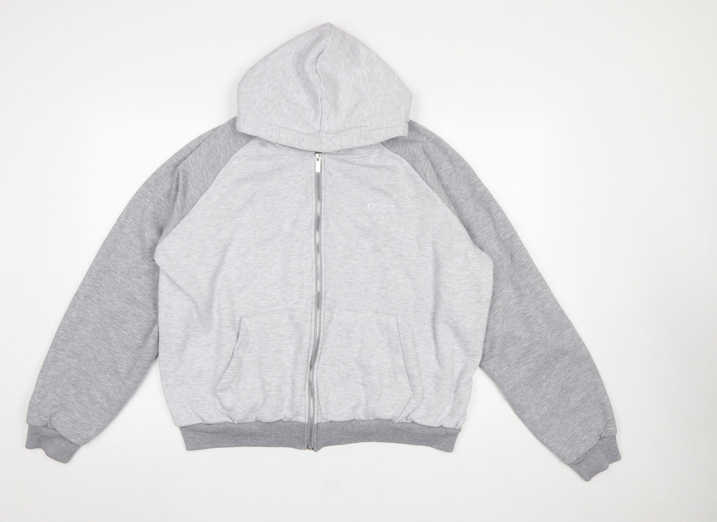 boohooMAN Men’s Grey Full Zip Hoodie Size S Regular Fit