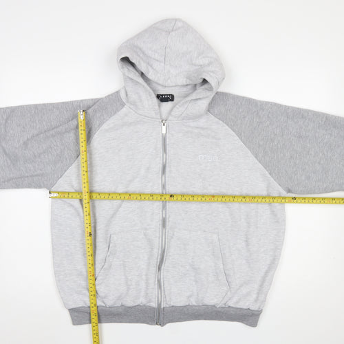 boohooMAN Men’s Grey Full Zip Hoodie Size S Regular Fit