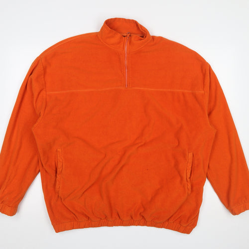 ASOS DESIGN Men’s Orange 2XL Fleece 1/4 Zip Pullover Sweatshirt
