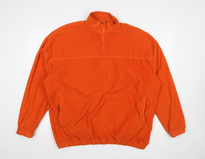 ASOS DESIGN Men’s Orange 2XL Fleece 1/4 Zip Pullover Sweatshirt