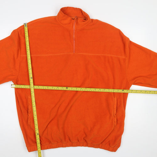 ASOS DESIGN Men’s Orange 2XL Fleece 1/4 Zip Pullover Sweatshirt