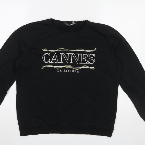 Dorothy Perkins Women Black Size 14 Pullover Sweatshirt Cannes Print