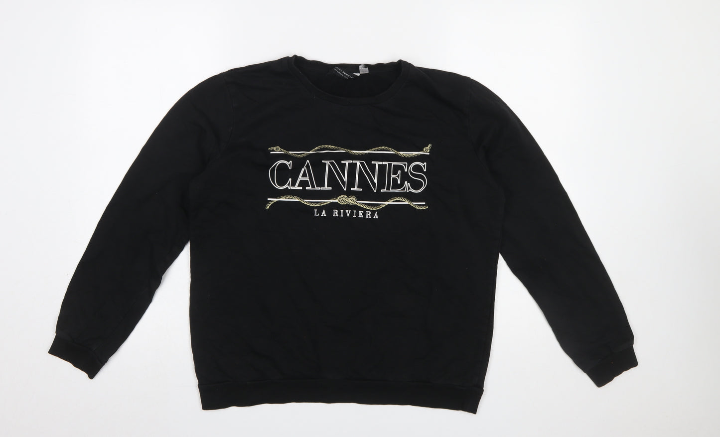 Dorothy Perkins Women Black Size 14 Pullover Sweatshirt Cannes Print