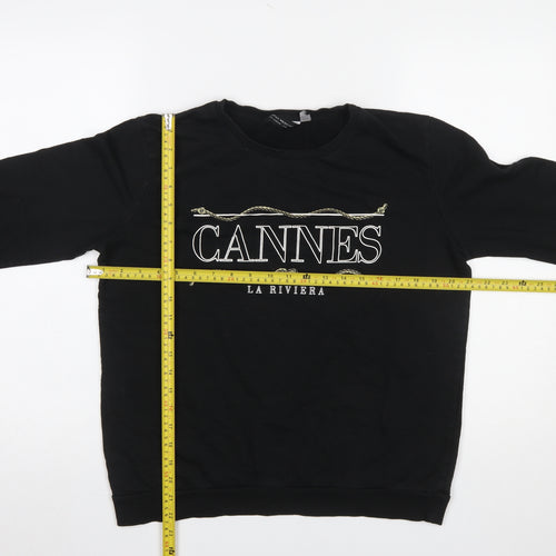 Dorothy Perkins Women Black Size 14 Pullover Sweatshirt Cannes Print
