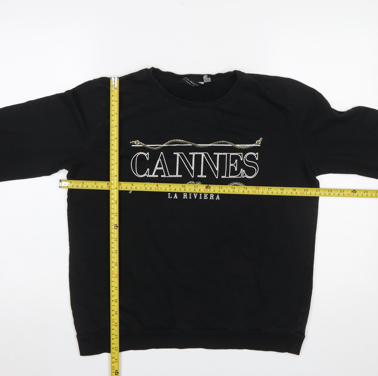 Dorothy Perkins Women Black Size 14 Pullover Sweatshirt Cannes Print