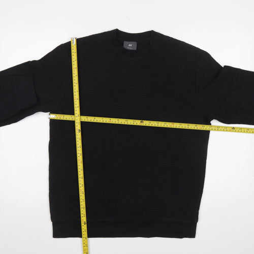 H&M Men Black Regular Fit Long Sleeve Cotton Blend Sweatshirt M