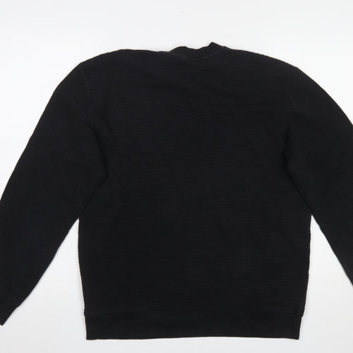 H&M Men Black Regular Fit Long Sleeve Cotton Blend Sweatshirt M