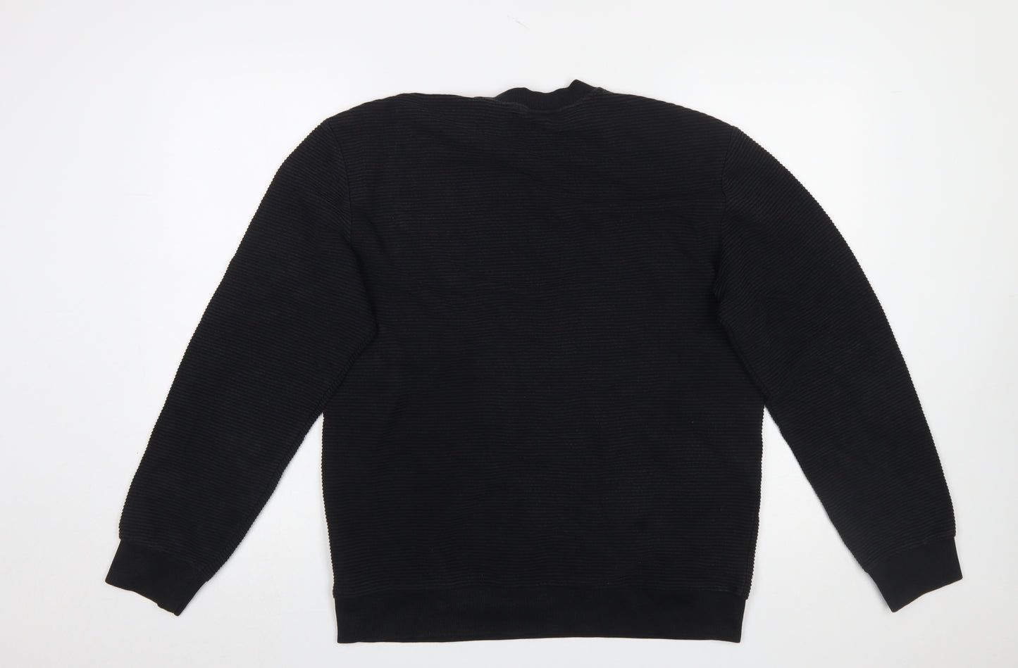 H&M Men Black Regular Fit Long Sleeve Cotton Blend Sweatshirt M