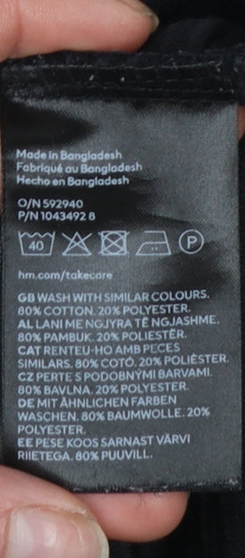 H&M Men Black Regular Fit Long Sleeve Cotton Blend Sweatshirt M