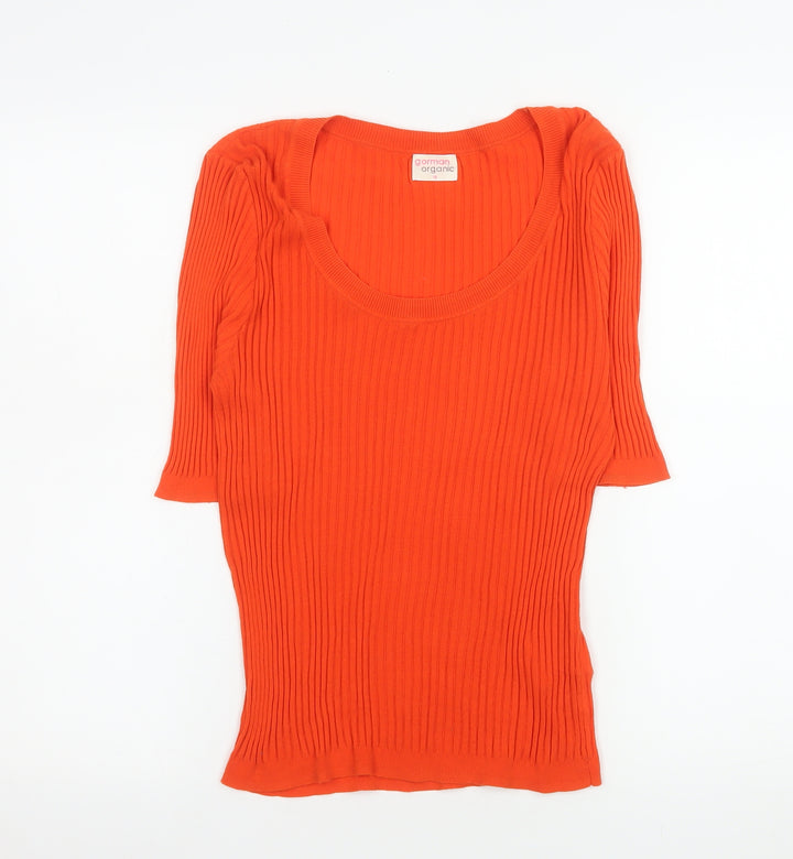 Gorman Women’s Orange Organic Cotton Scoop Neck Pullover Jumper Size 12
