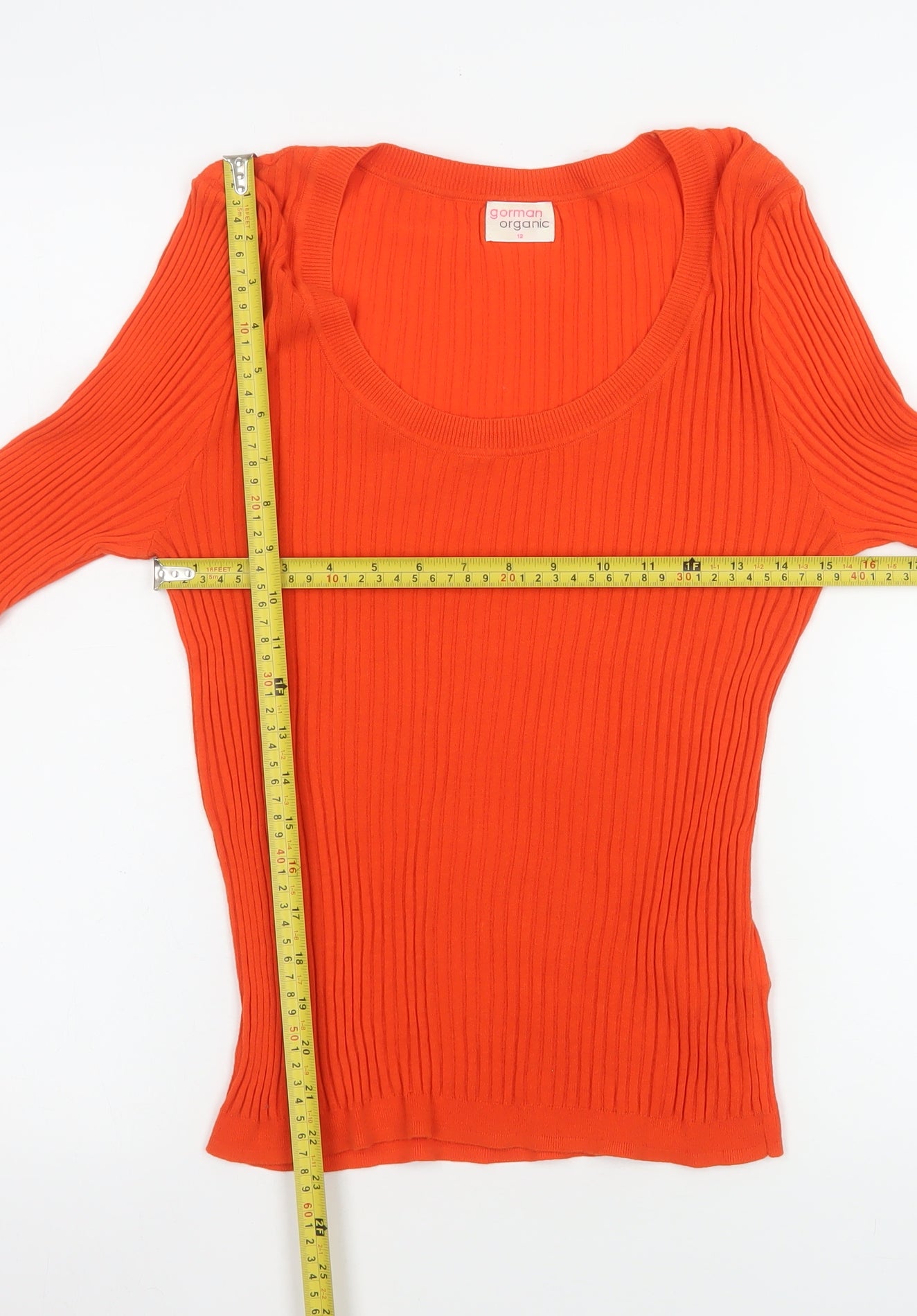 Gorman Women’s Orange Organic Cotton Scoop Neck Pullover Jumper Size 12