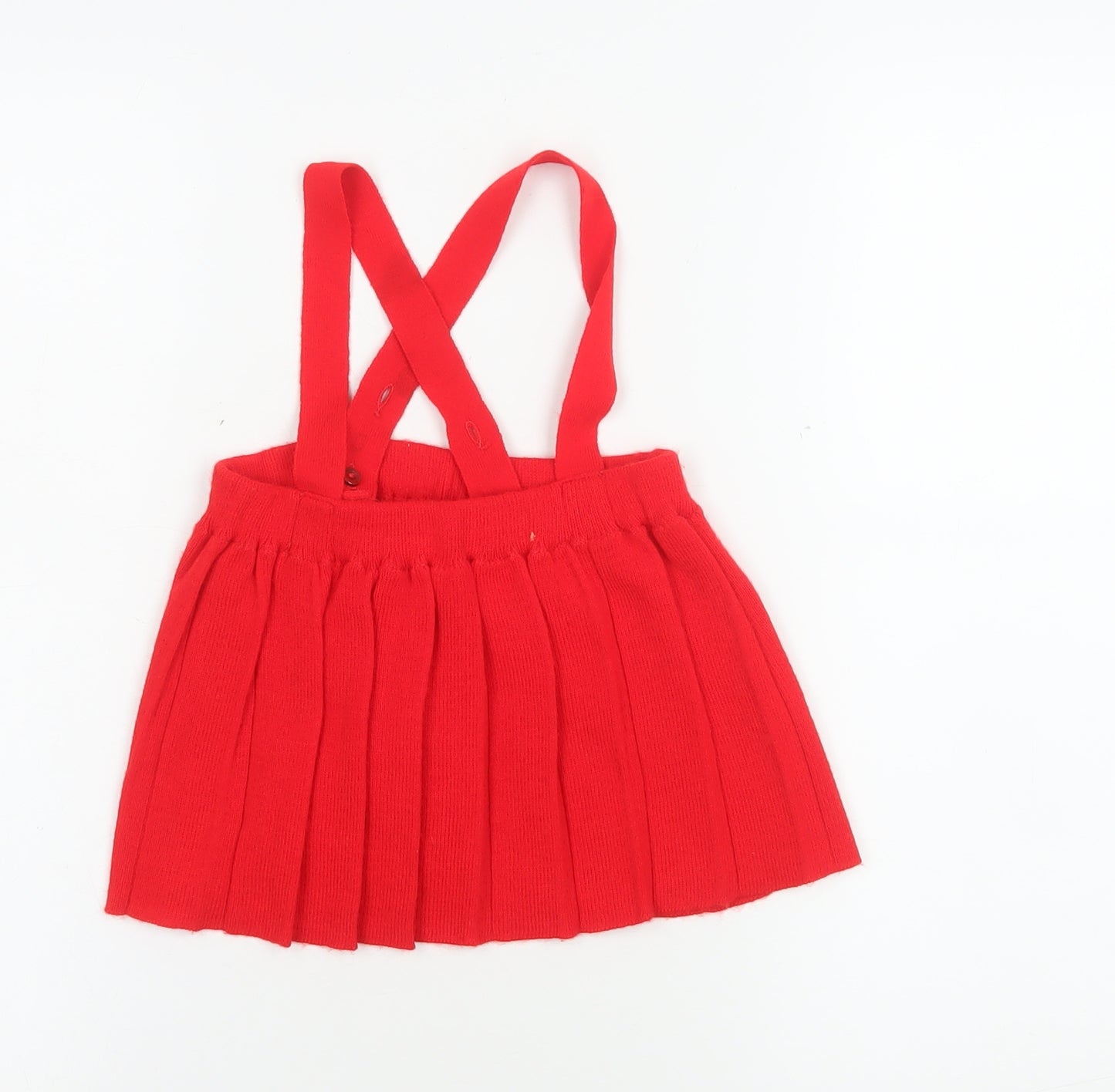Kind and Gentle Red Pleated Knit Baby Skirt 6-9 Months Unisex with Straps
