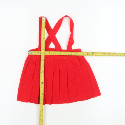 Kind and Gentle Red Pleated Knit Baby Skirt 6-9 Months Unisex with Straps