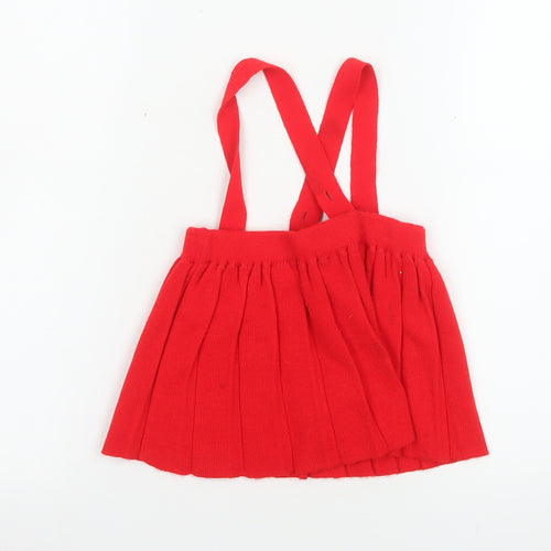 Kind and Gentle Red Pleated Knit Baby Skirt 6-9 Months Unisex with Straps