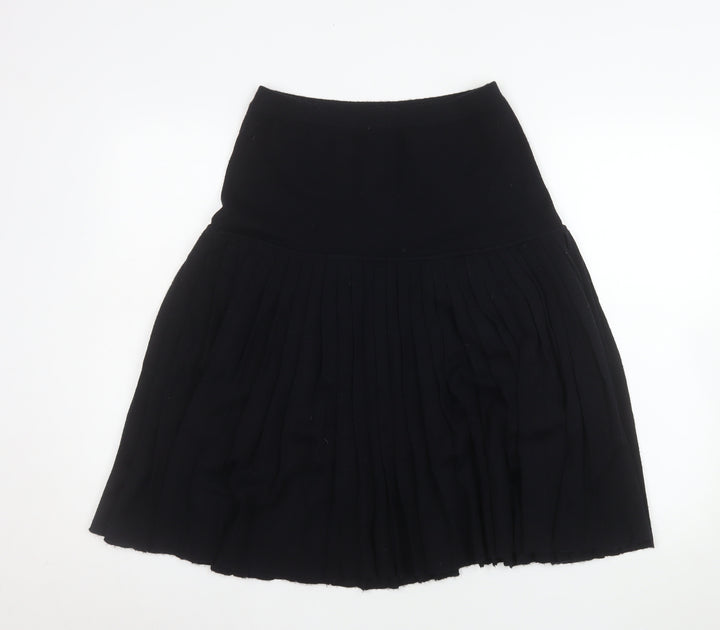Windsmoor Womens Black Pleated Wool Blend Knee Length Skirt M