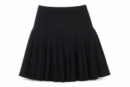 Front view of Windsmoor women’s black pleated wool blend knee length skirt m