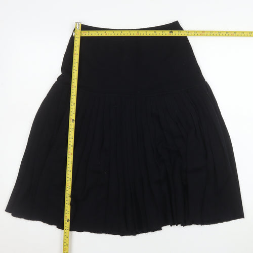 Windsmoor Womens Black Pleated Wool Blend Knee Length Skirt M