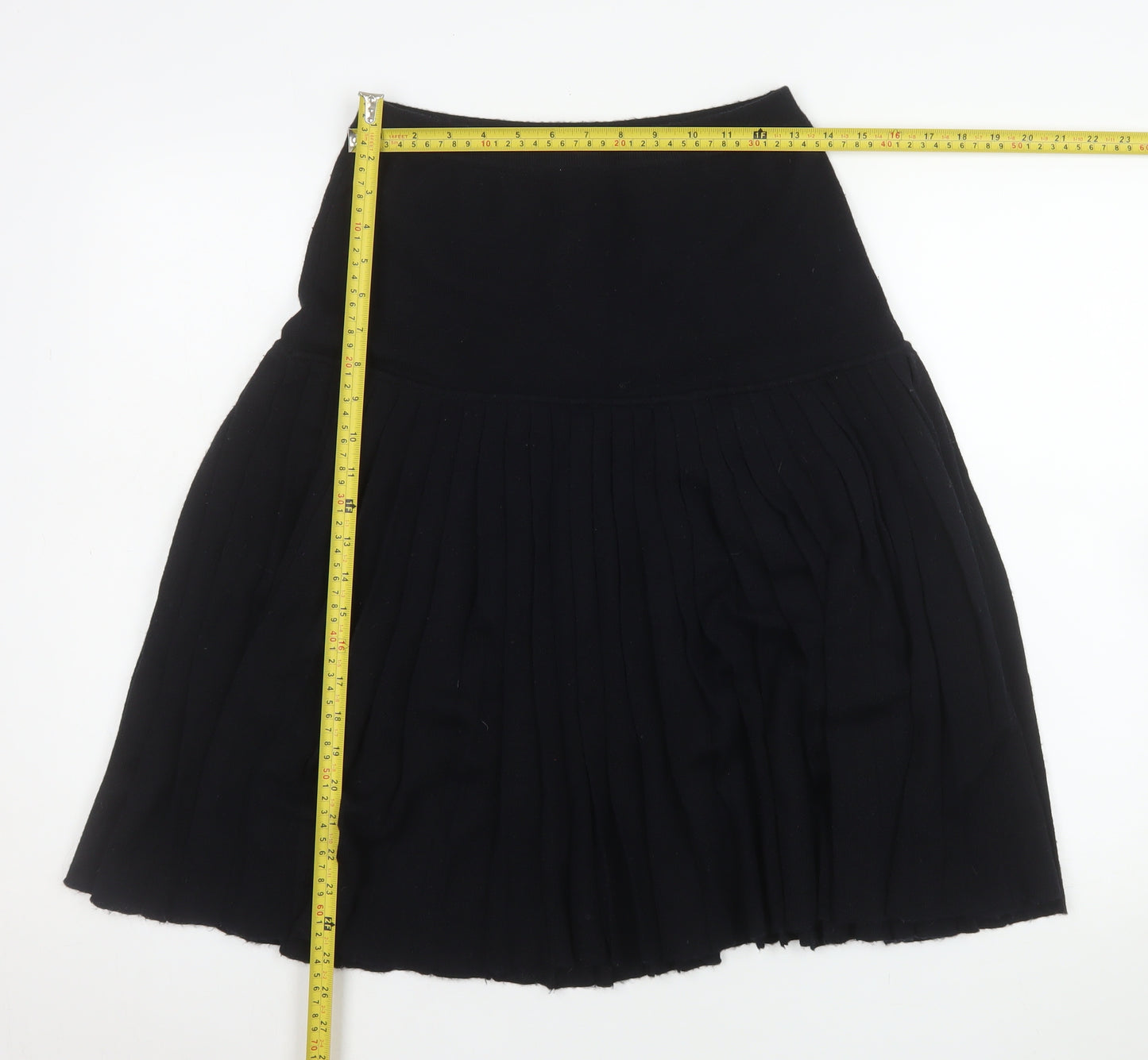 Windsmoor Womens Black Pleated Wool Blend Knee Length Skirt M