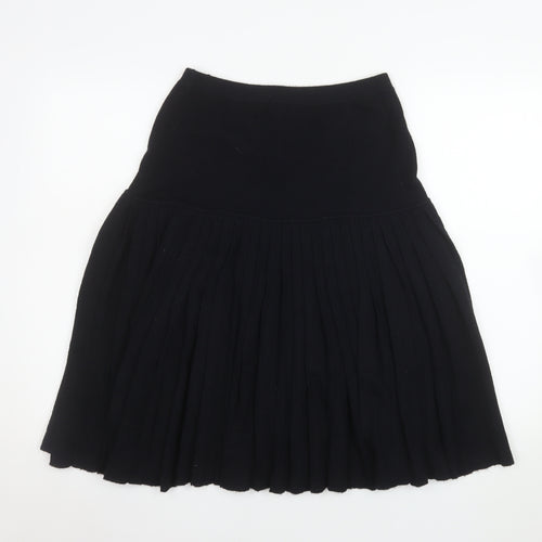 Windsmoor Womens Black Pleated Wool Blend Knee Length Skirt M