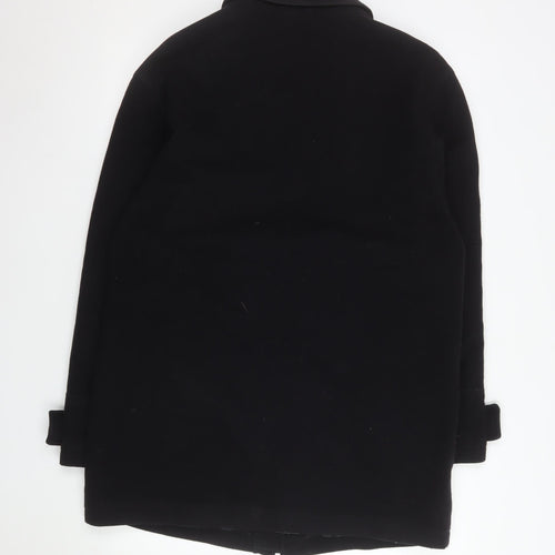 BHS Mens Black Wool Blend Mid-Length Overcoat Small